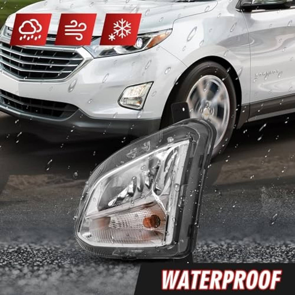 Front fog light installed on car bumper, clear lens with amber reflector