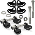 Upper arm cam bolt kit with black cam plates, silver bolts, nuts, and washers