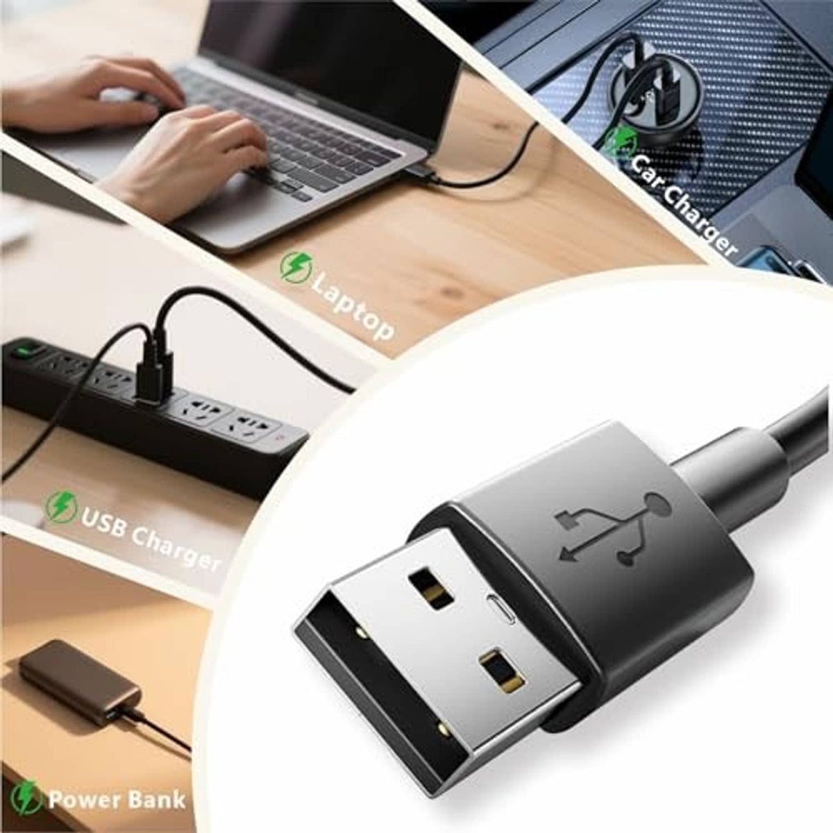 Black USB-C charging cable adapter with plug, plus dock base for charging