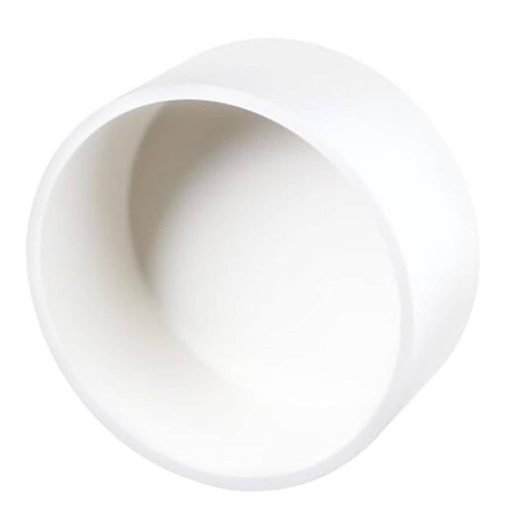 White round plastic end cap plug adapter with open socket interior