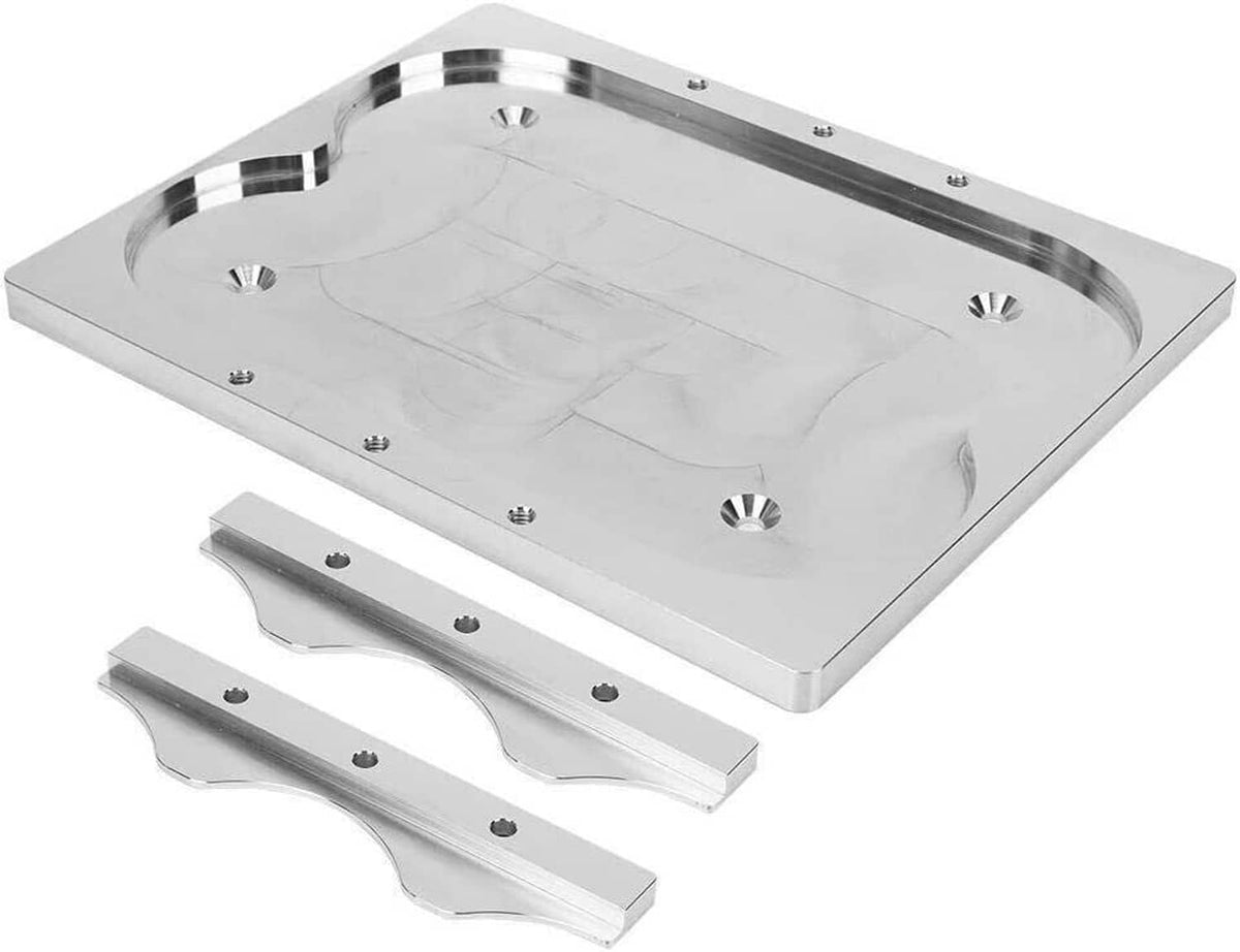 Battery mounting tray kit with silver hold-down plate and two bracket pieces