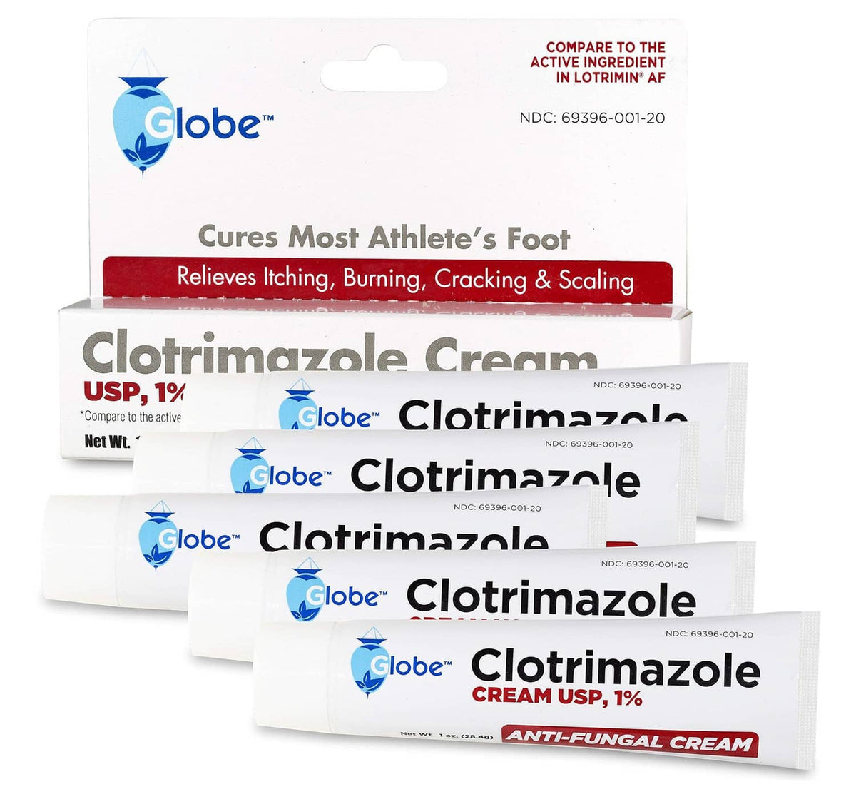 Clotrimazole cream cartons and tubes, 5-pack retail display