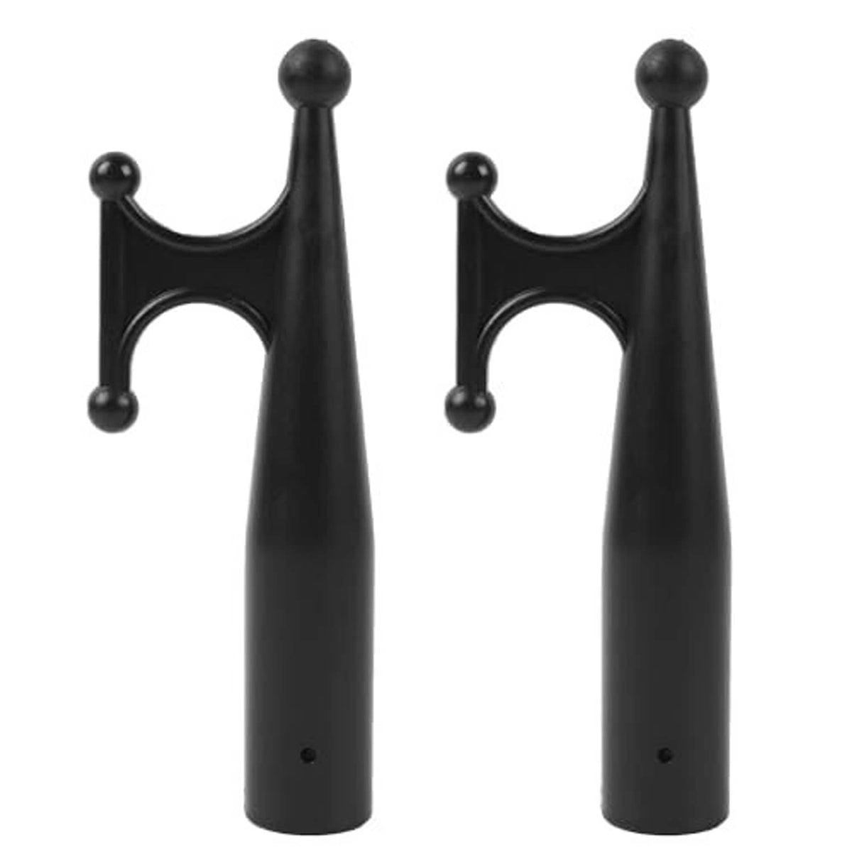 Black nylon boat hook attachment, two-pack, fork ends with rounded knobs