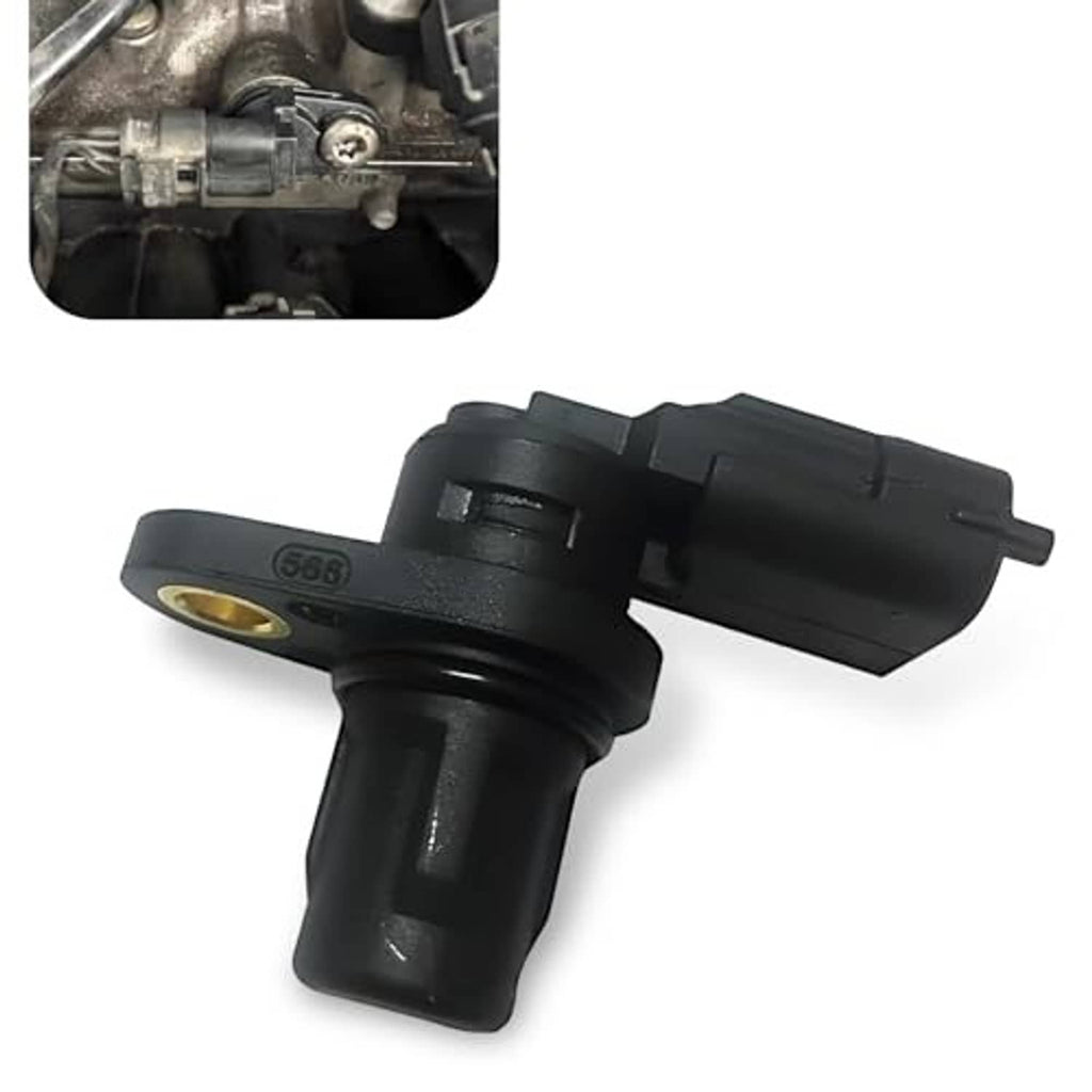Camshaft position sensor angled view with gold-ring mounting hole and plug end