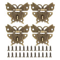 Antique brass butterfly hasp latch set of 4 with mounting screws