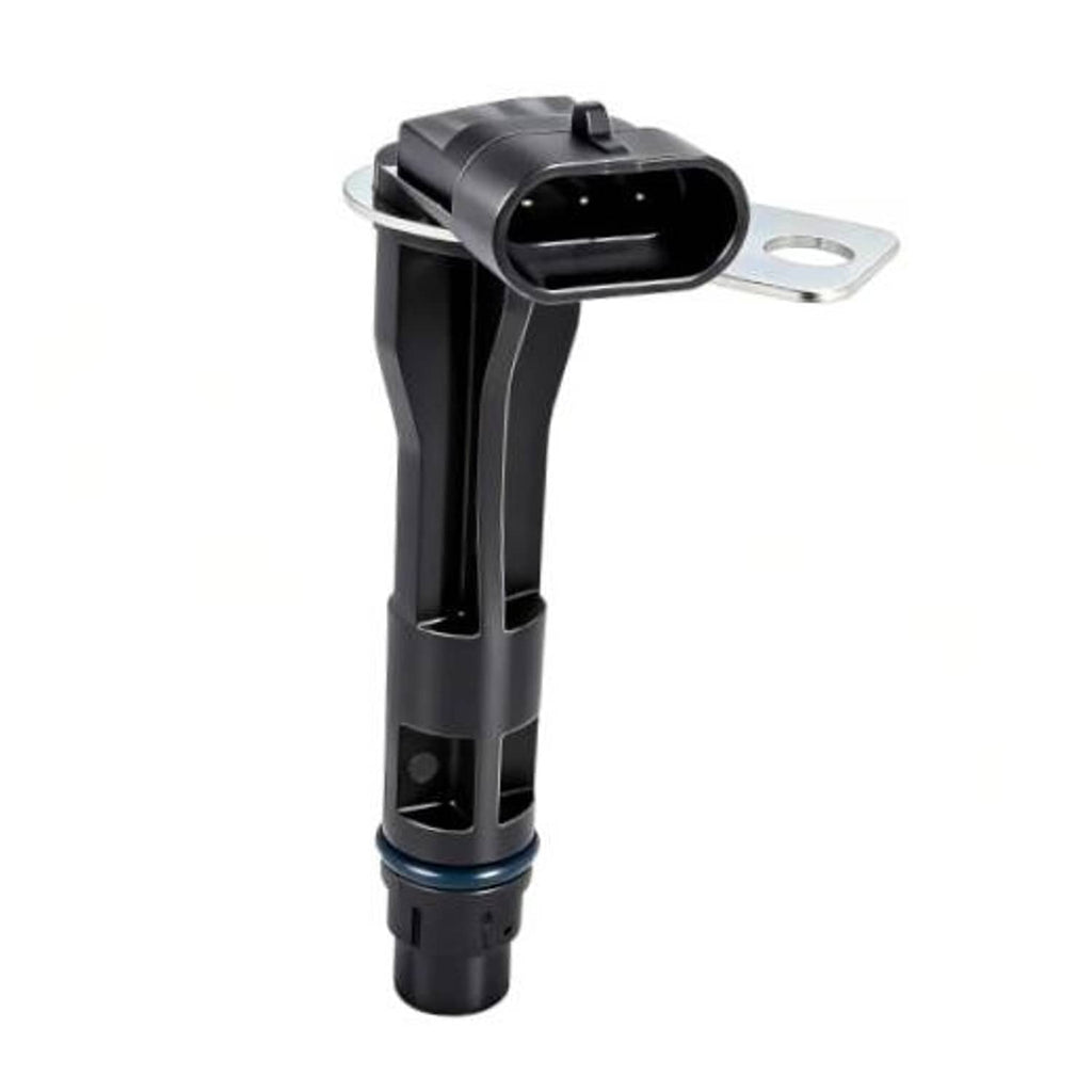 Black camshaft position sensor with mounting bracket and electrical connector
