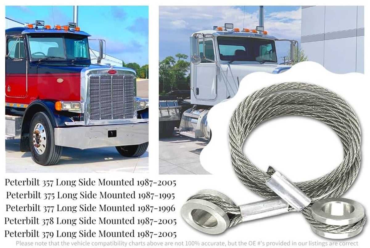 Braided hood release cable coil with two loop eyelets and metal connection ends