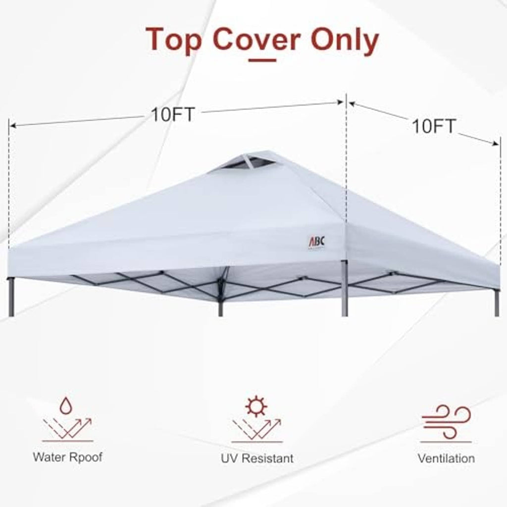 White replacement canopy top cover only with vent and overhang for 10x10