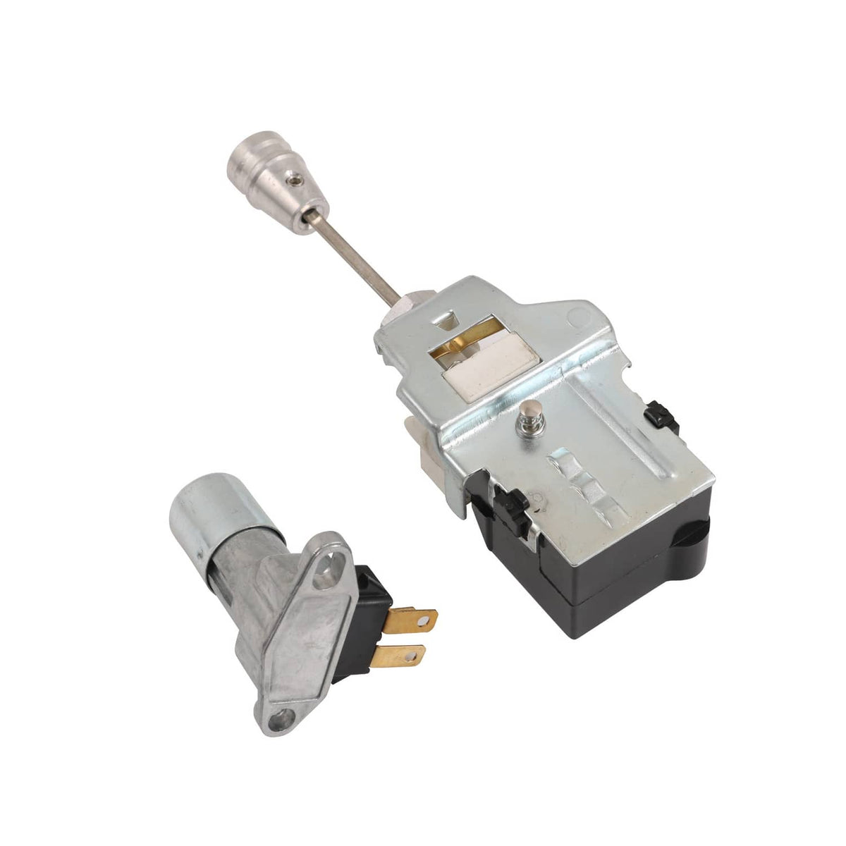 Switch-style wiring module with metal lever and black electrical contact housing
