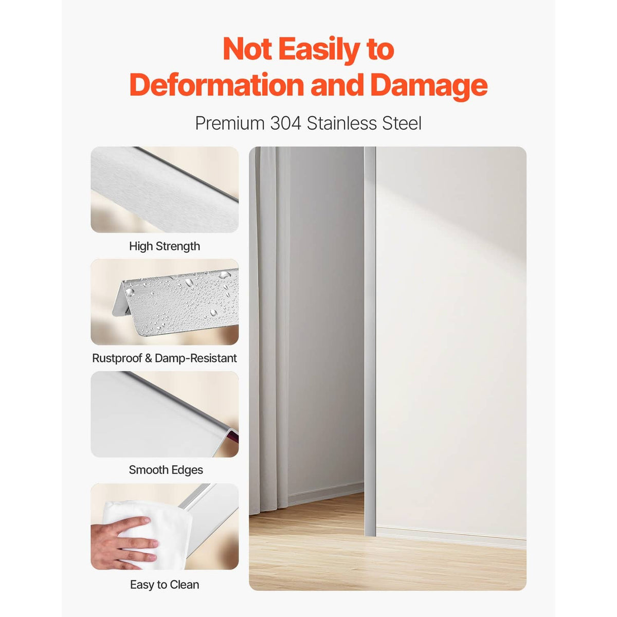 Brushed 304 stainless steel corner guard strip with smooth edges and water beads