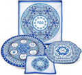 Porcelain Passover dinnerware set, blue-and-white plates and serving dishes