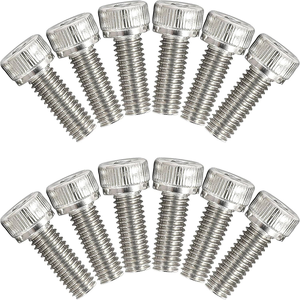 Pack of silver hex-head bolts with serrated caps for tube clamp installation