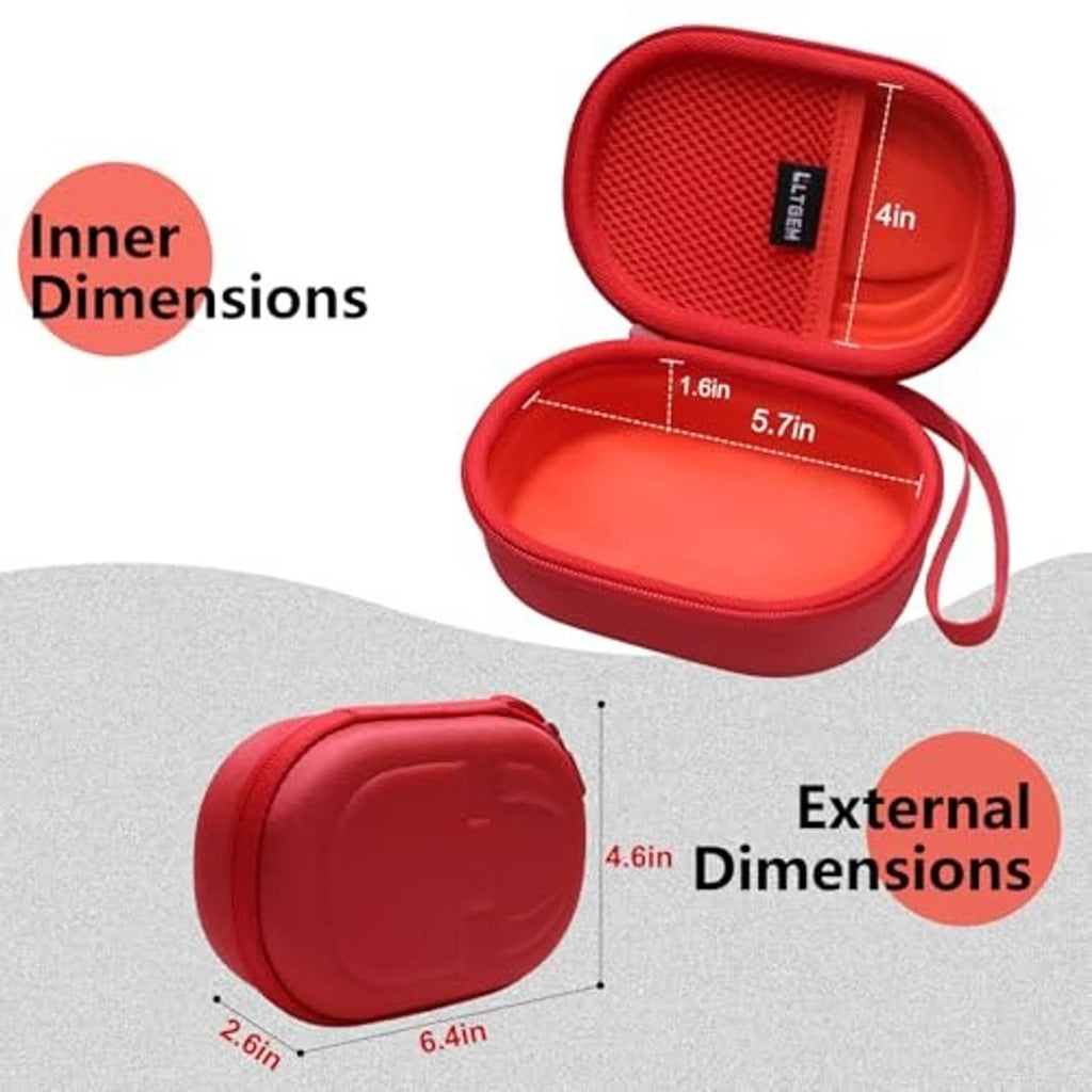 Red zippered speaker case with carry loop, compact molded interior for speaker