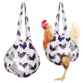 Chicken holder carrier tote, white with colorful chicken pattern, two side handles