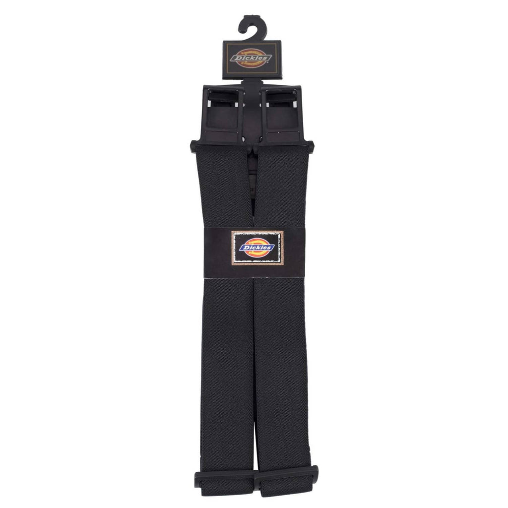 Dickies black suspenders set with two metal clips and brand logo patch