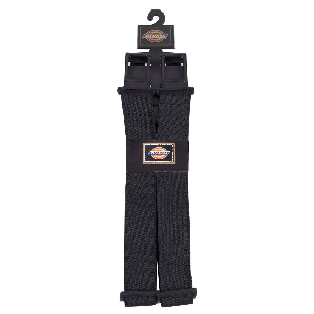 Dickies black suspenders set with two metal clips and brand logo patch