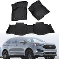All-weather 3D TPE car floor mat set, black, contoured ridges and snap retention holes