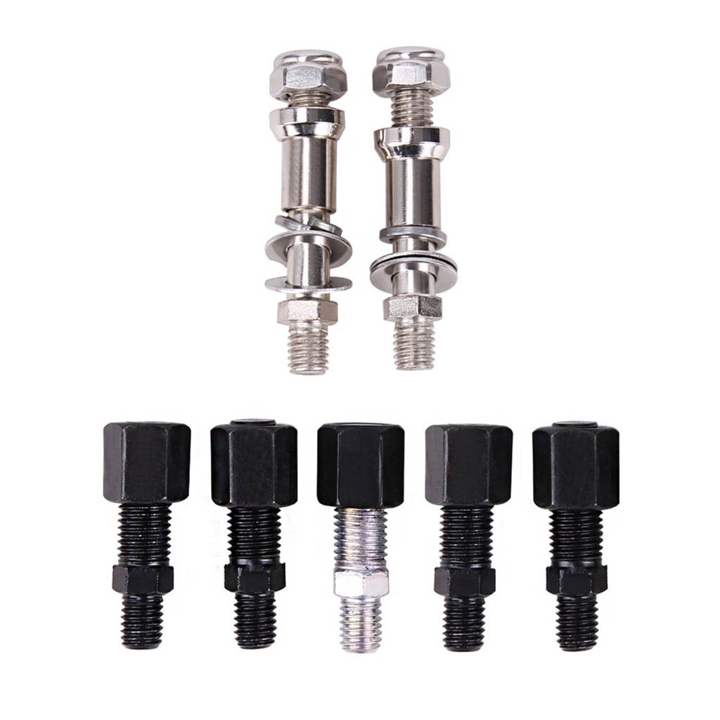 Motorcycle mirror mounting screws and threaded bolts, chrome and black hardware set