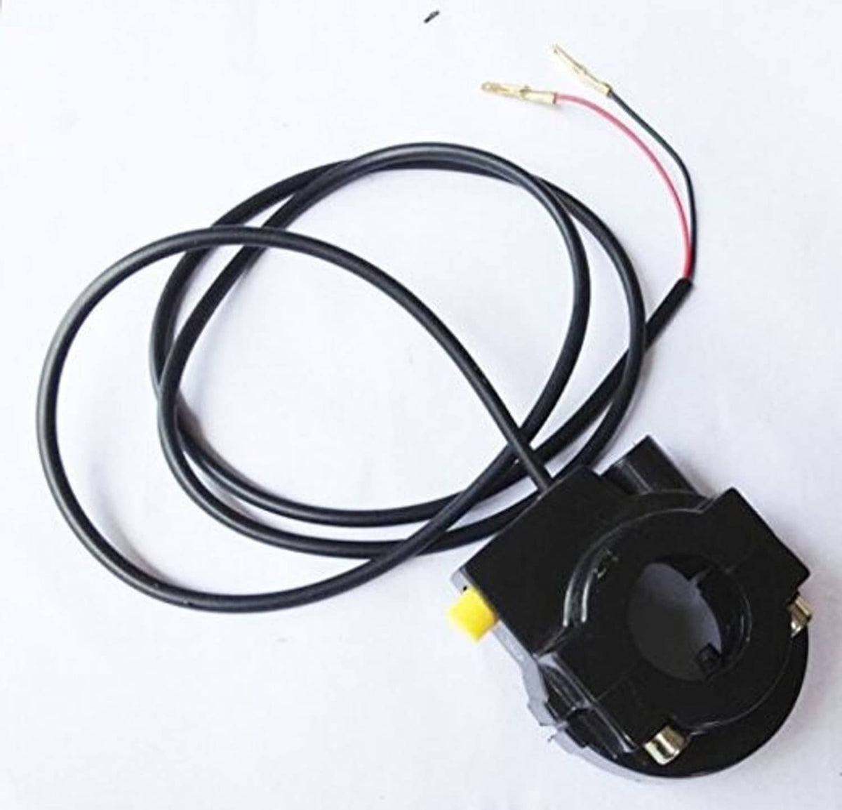 Bicycle kill switch throttle assembly with black switch unit and coiled wiring harness