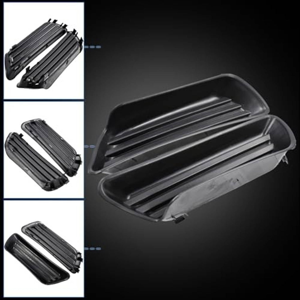 Black fog light cover with horizontal grille bars shown from multiple angles