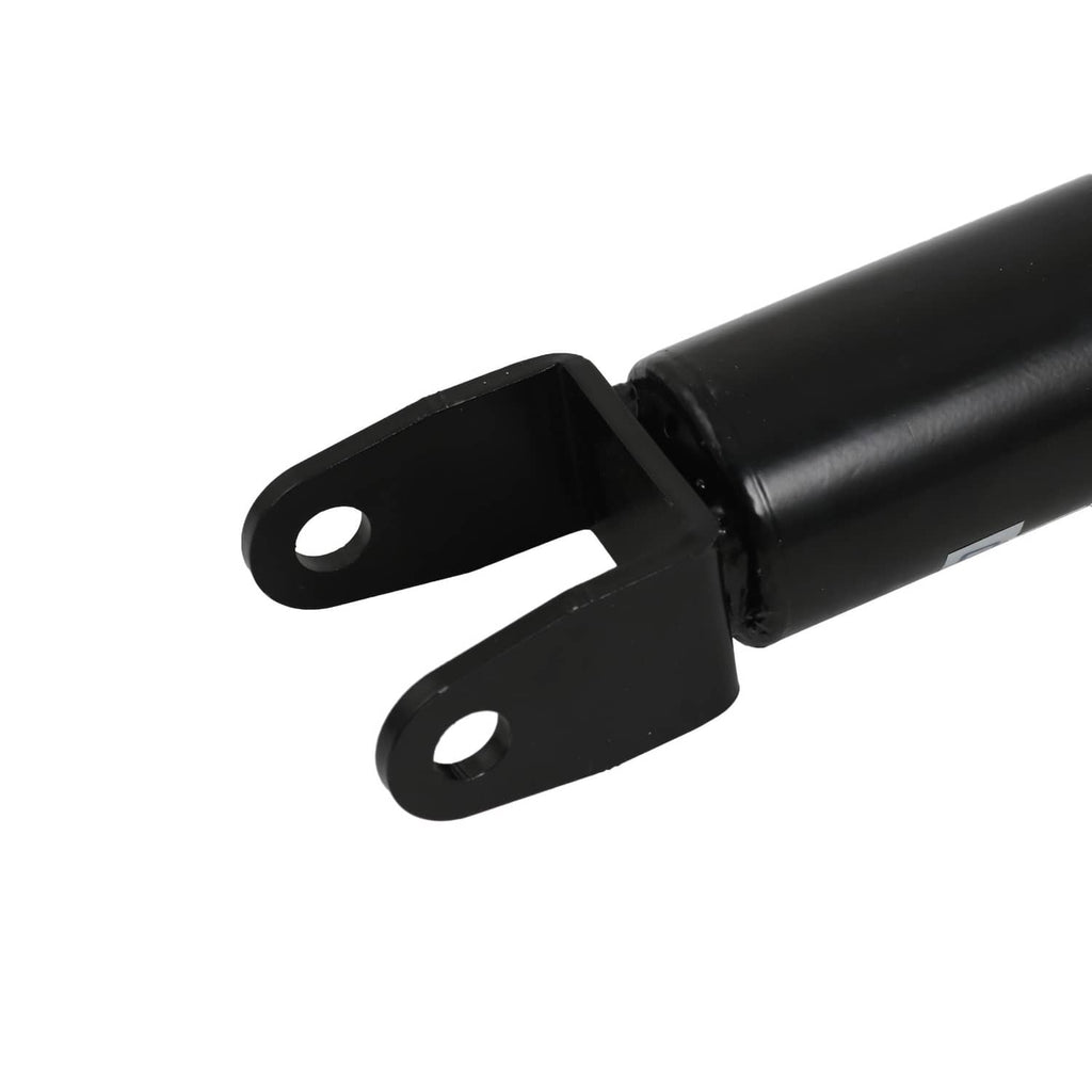 Coilover suspension strut with black bracket mount and black shock body