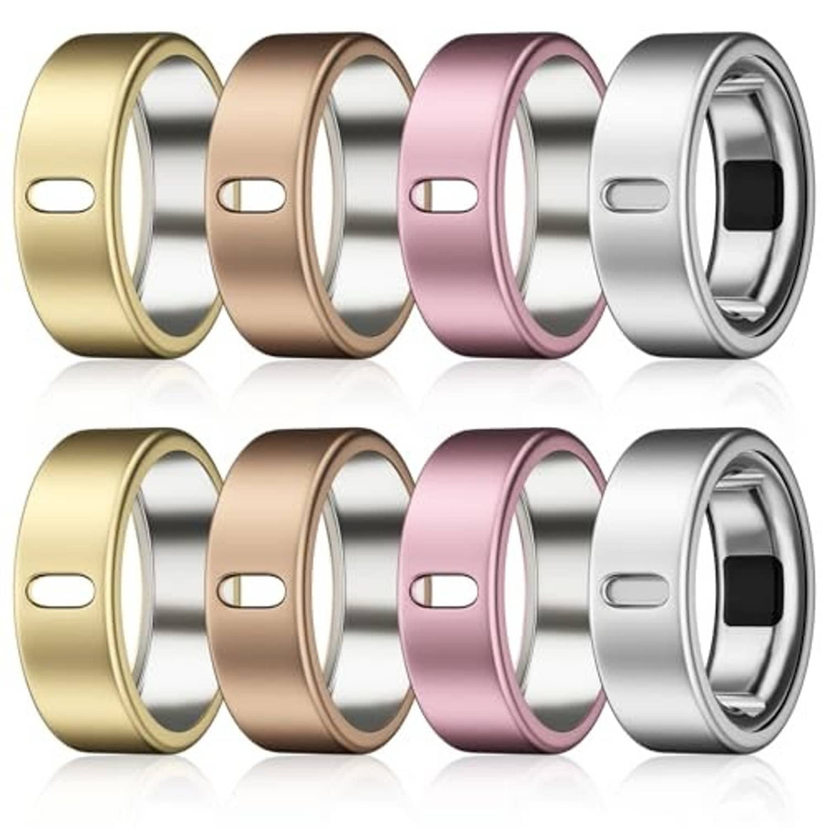 TPU ring covers set in gold, rose gold, pink, and silver with side cutout