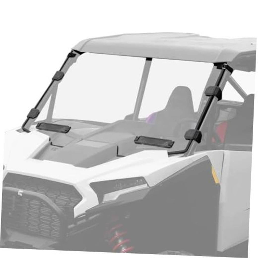 Vented windshield for Polaris RZR XP 1000, clear panel with black corner mounts