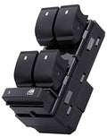 Black power window master switch panel with four rocker buttons and lock control