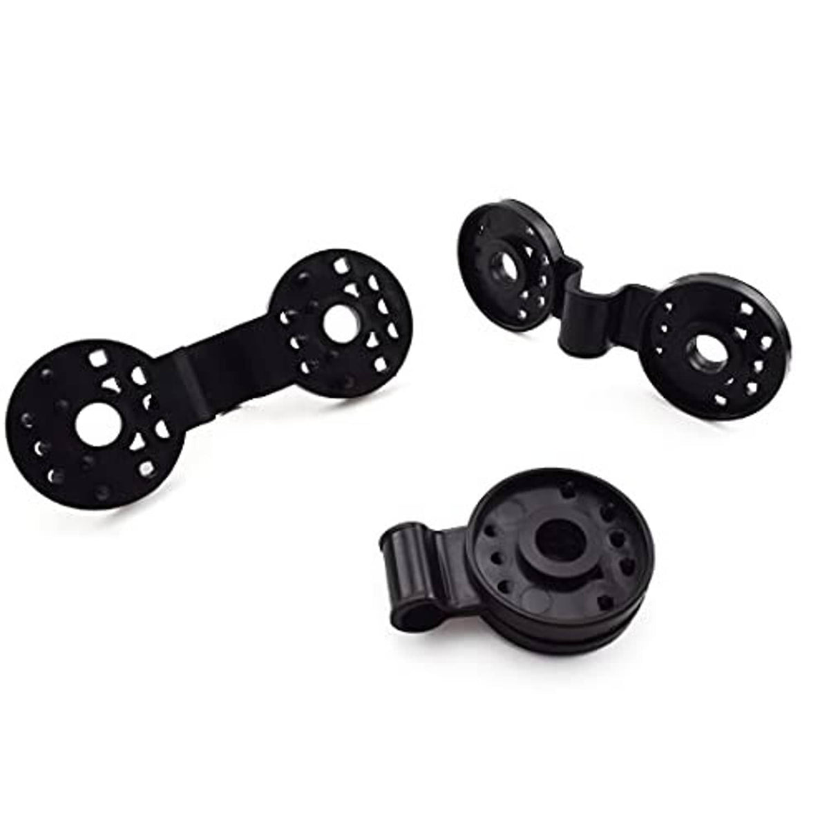 Black double shade net clip with two circular plates plus one spare base