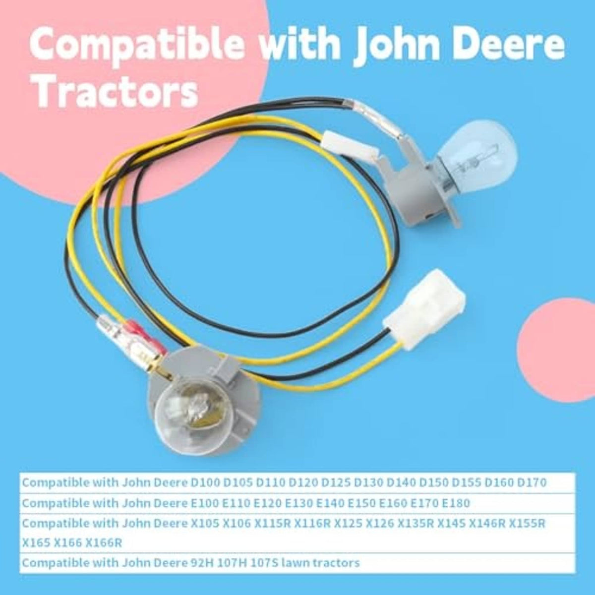 Headlight wiring harness with two bulbs, gray sockets, and multi-lead electrical connectors