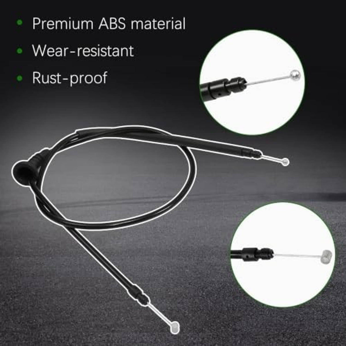 Engine hood release cable wire set, black ABS cables with metal ball ends