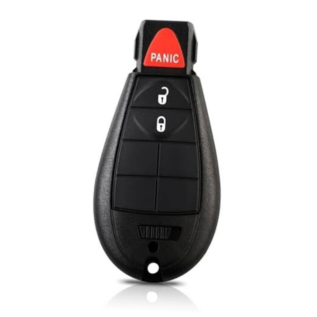 Black key fob cover shell with red PANIC button and lock/unlock icons