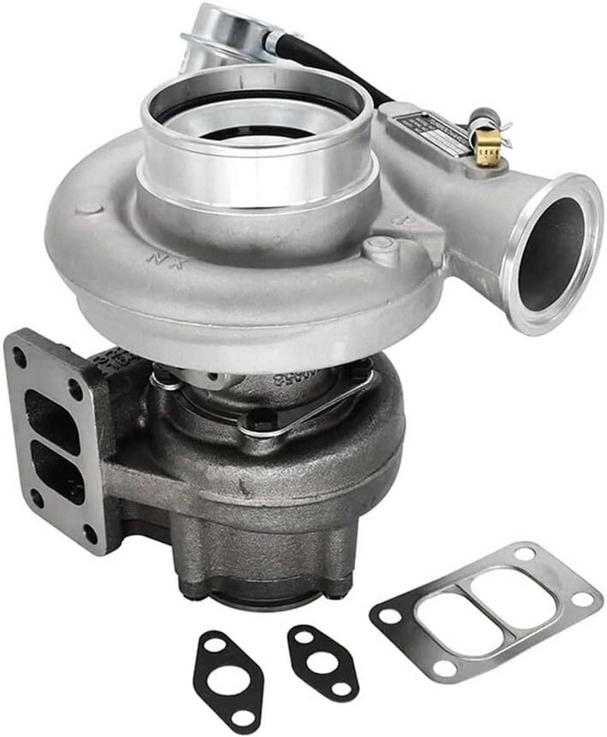 Turbocharger HX35W with turbine housing, flange, and included gaskets