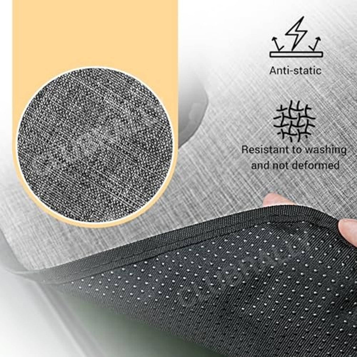 Gray seat cover blanket fabric with anti-static texture and black dotted non-slip panel
