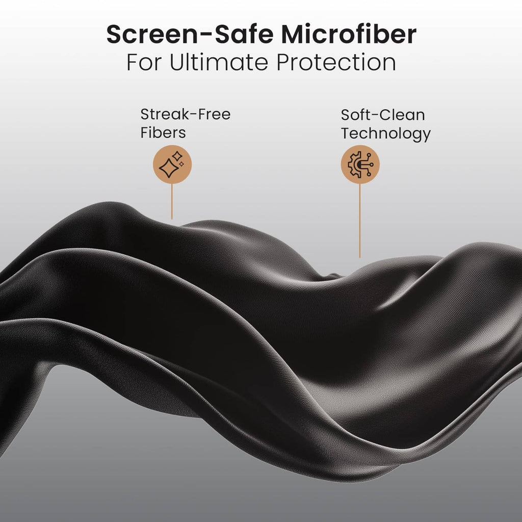 Screen-safe microfiber cloth for lens cleaning, streak-free