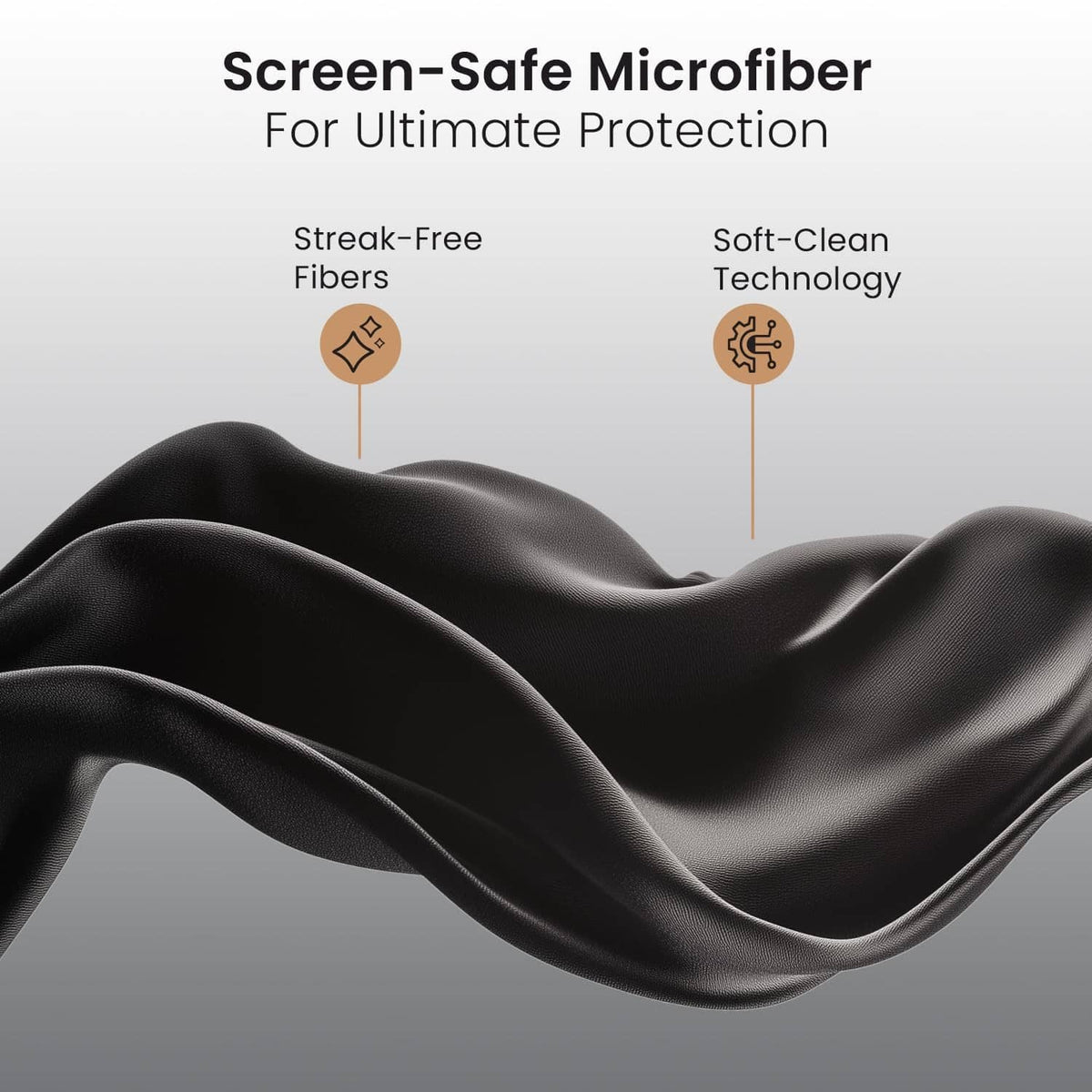 Screen-safe microfiber cloth for lens cleaning, streak-free