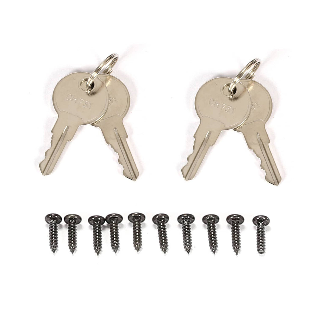 Dash cover mounting keys and screws set in metallic finish