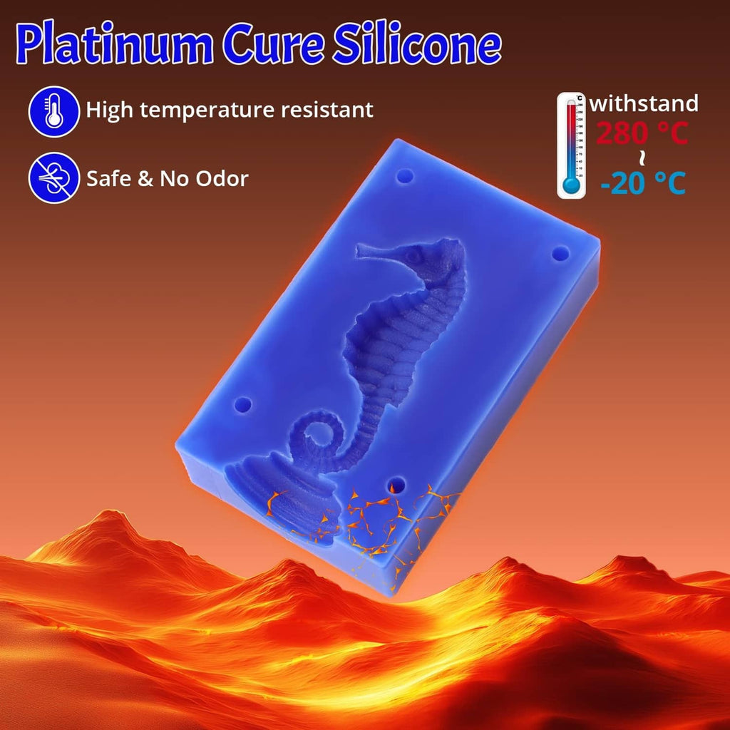 Blue silicone mold with embossed animal and wave-shaped cavities