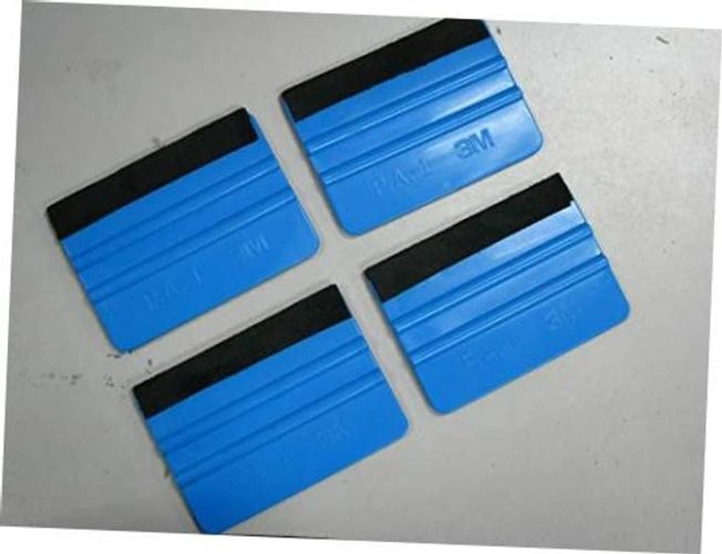 3M plastic felt edge squeegee set of four with blue body and black felt strip