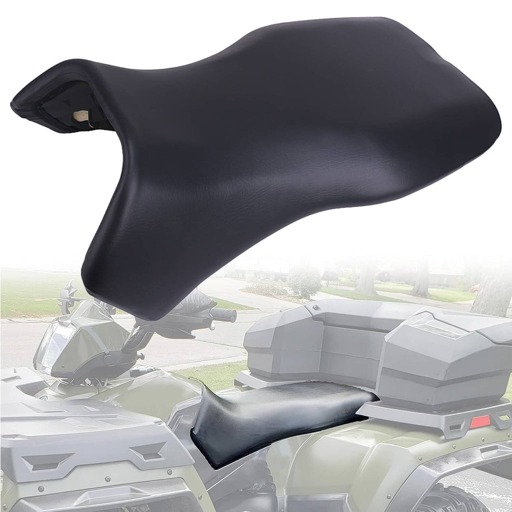 Black ATV front rider seat and rear backrest, contoured with molded edges