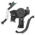 PCV oil separator valve assembly with attached black hoses and mounting bracket