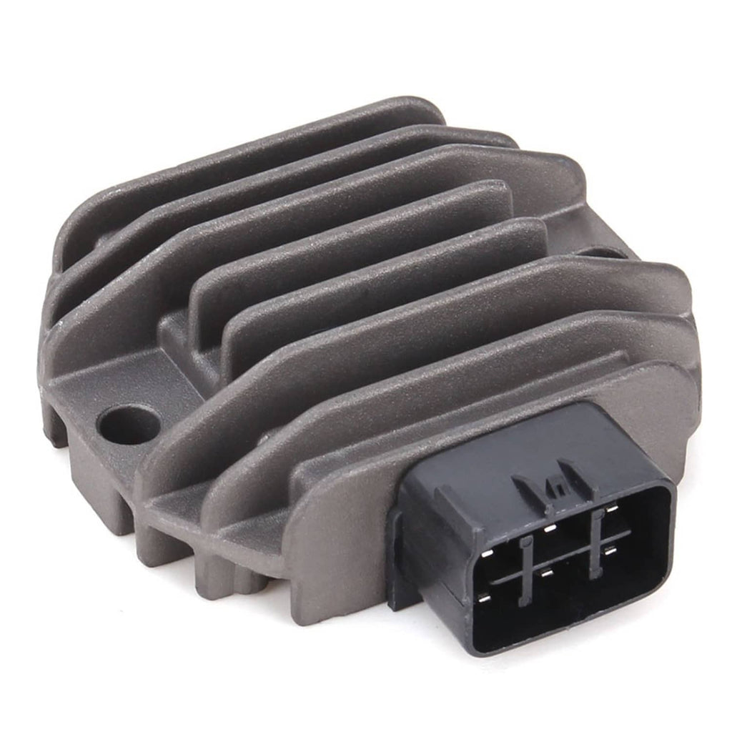 Voltage regulator rectifier module with front black 4-pin connector and gray fins