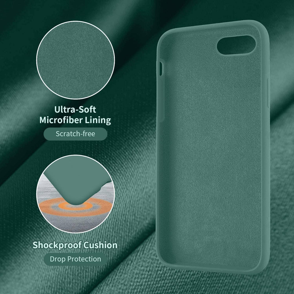 Midnight green iPhone case with soft lining and textured exterior