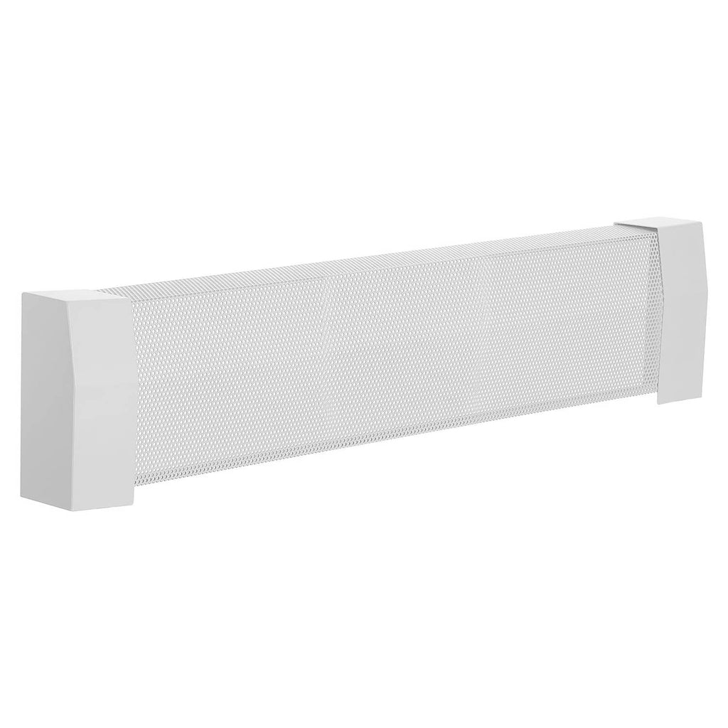 White 3 ft baseboard heater cover with perforated mesh front and end panels