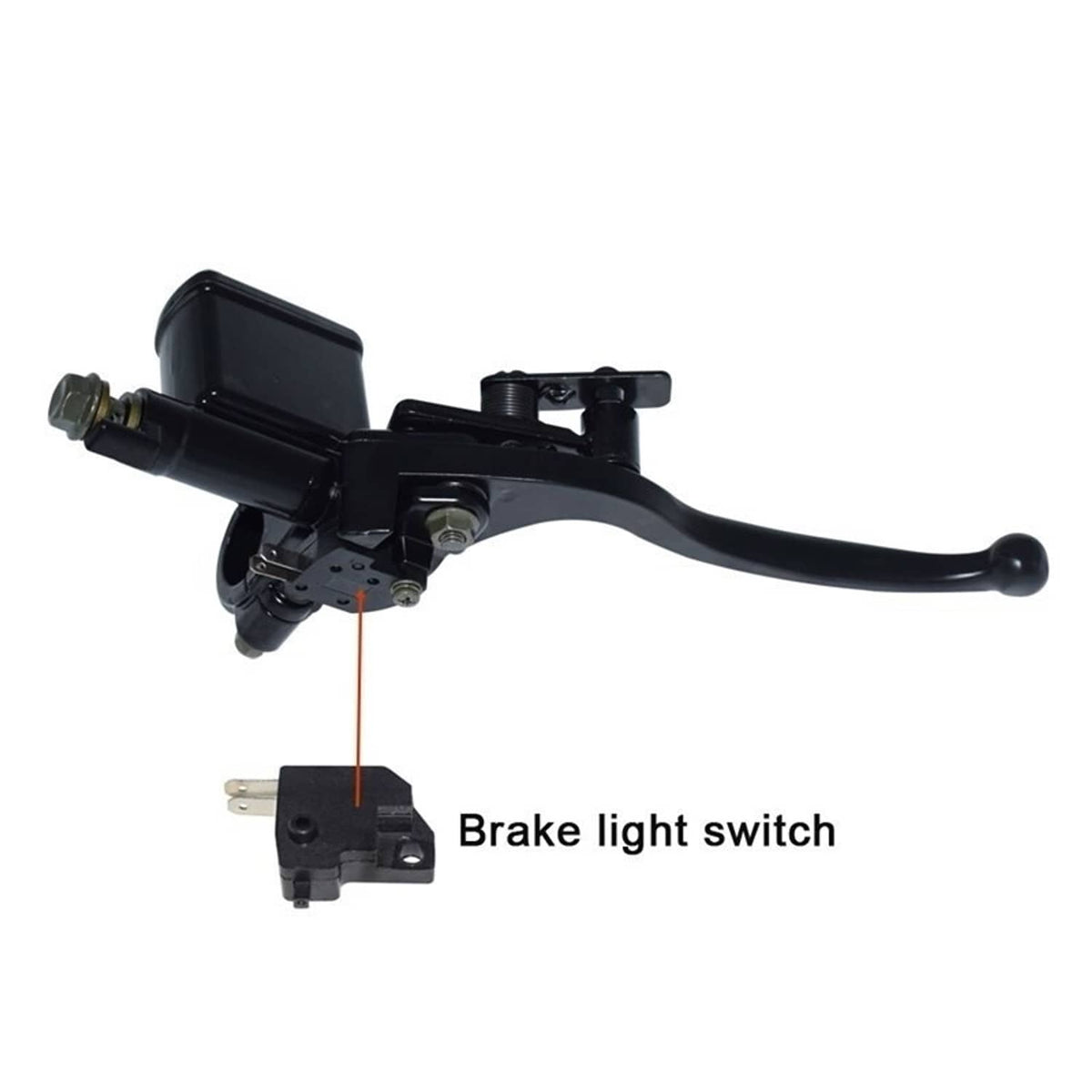 Right brake master cylinder lever with brake light switch on mounting block