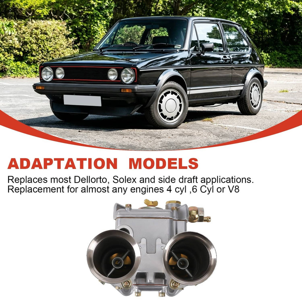 Carburetor illustration with twin intake openings and mounting hardware