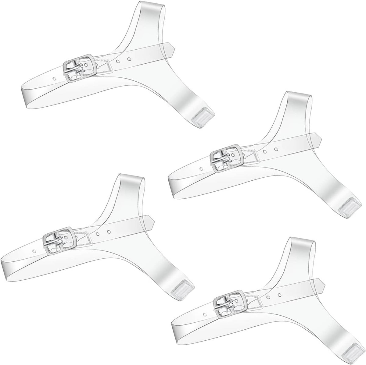 Set of clear detachable heel ankle straps with adjustable metal buckles and holes