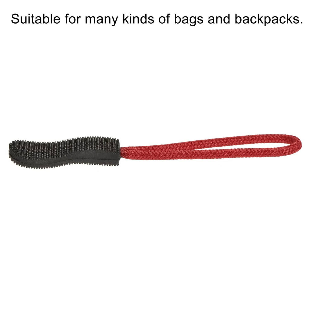 Black zipper pull tab with red loop cord for replacement zipper handles