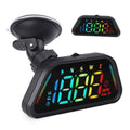Universal car heads-up display with colorful digital speed readout and suction mount