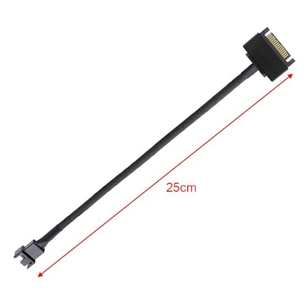 25cm black braided SATA to fan power cable with 4-pin connector